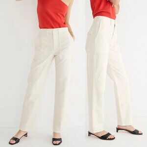J Crew Linen Blend Garment-Dyed Cargo Pant in Chino Twill Ivory Sz 26 NWT $148